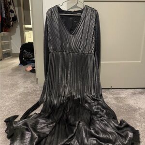 Express Shimmering Silver Long Sleeve Dress